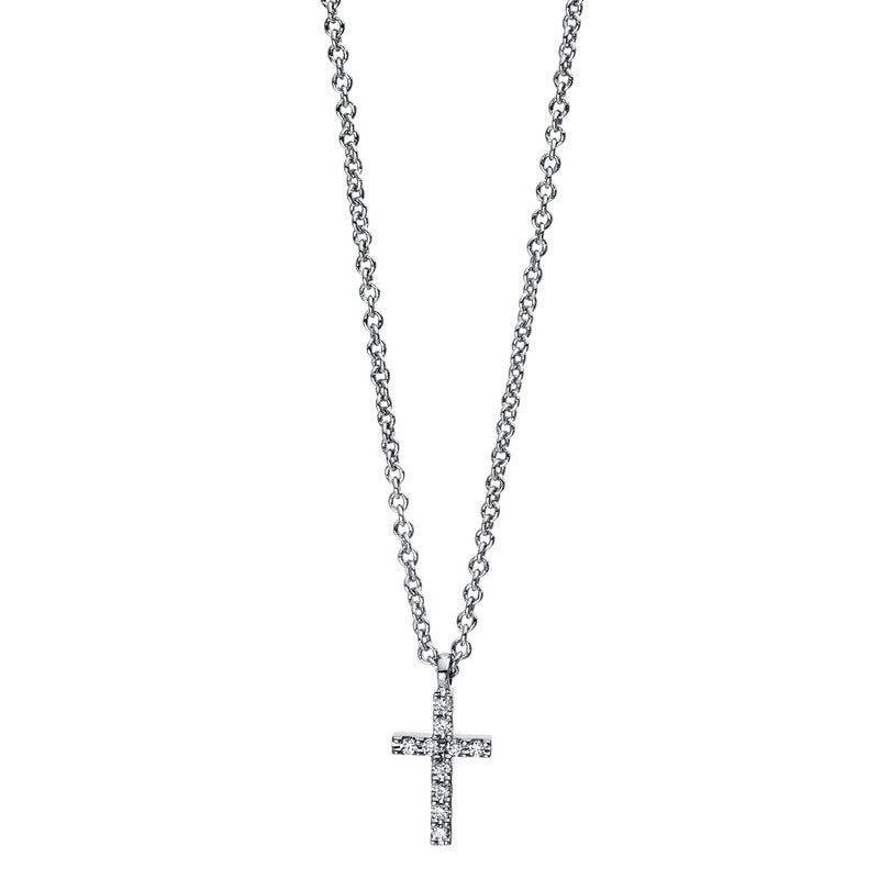 Necklace 18 kt white gold cross, with eyelet