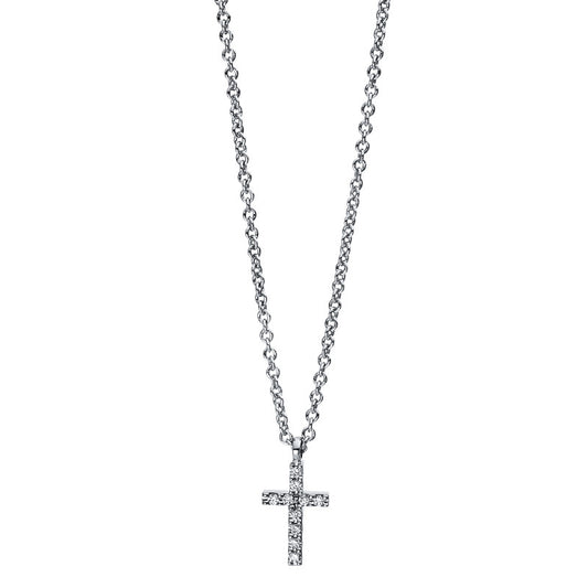 Collier 18 kt WG Kreuz, mit Öse