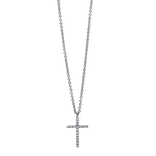 Necklace 18 kt white gold cross, with eyelet