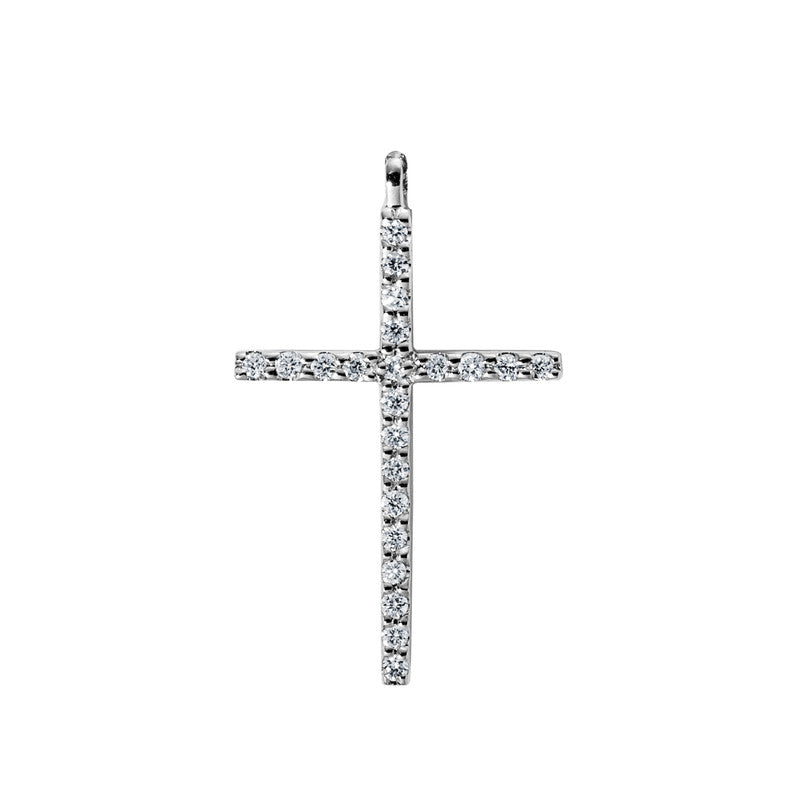 Necklace 18 kt white gold cross, with eyelet