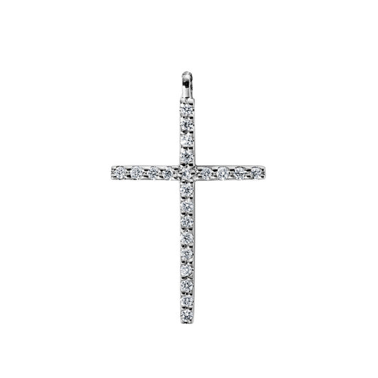 Necklace 18 kt white gold cross, with eyelet