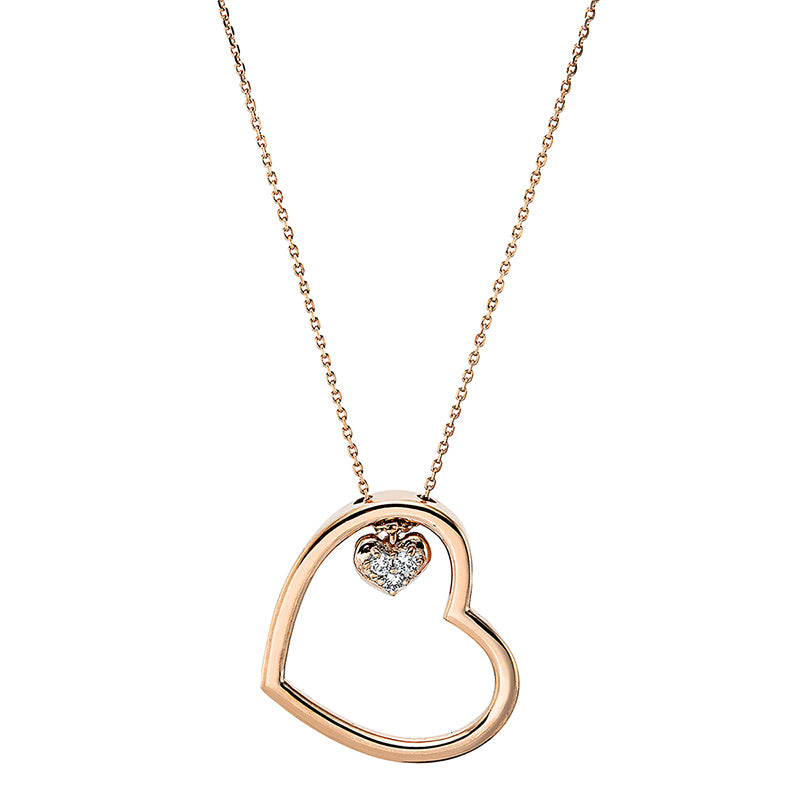 Collier 14 kt RG+WG Herz