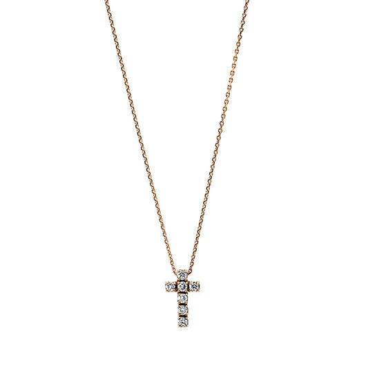 Necklace 18 kt rose gold cross