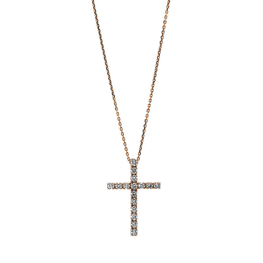 Necklace 18 kt rose gold cross