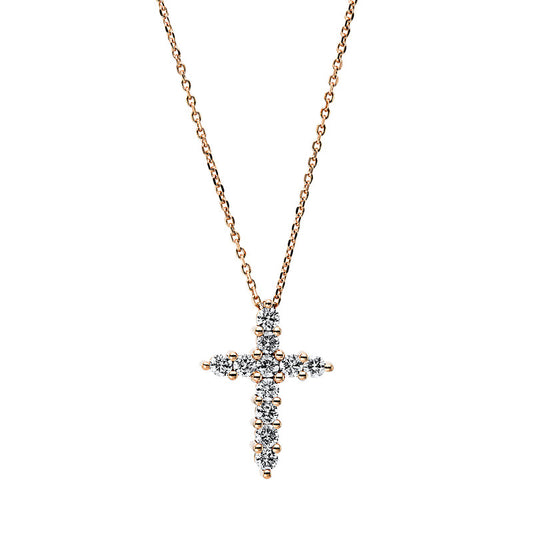 Necklace 18 kt rose gold cross