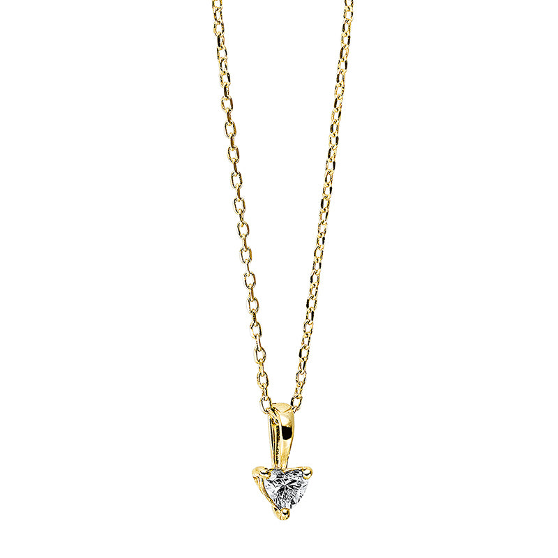 Necklace 3 prongs 18 kt gold heart