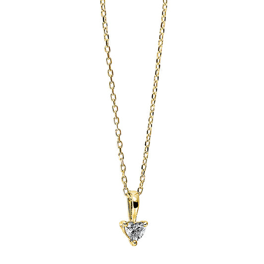 Necklace 3 prongs 18 kt gold heart