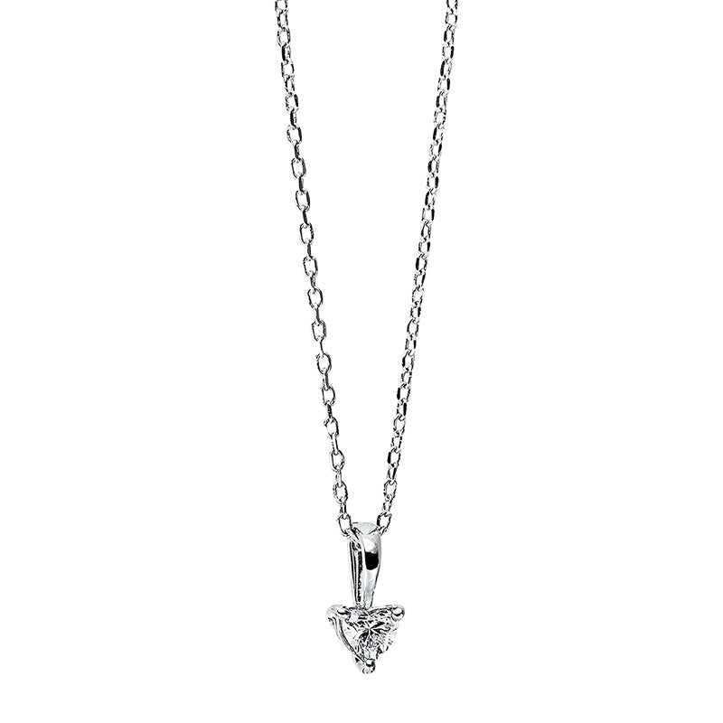 Collier 3 prongs 18 kt WG heart