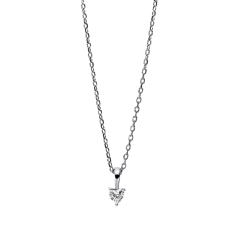 Collier 3 prongs 18 kt WG heart