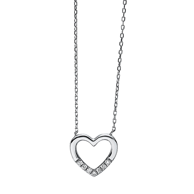 Necklace 18 kt WG heart, with ZÖ 38 cm &amp; 36.8 cm