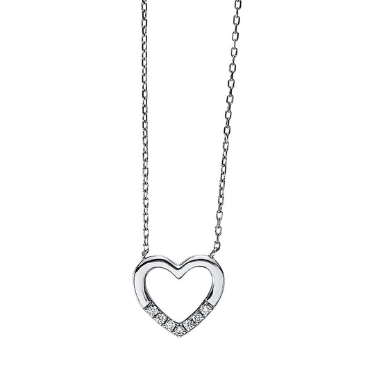 Necklace 18 kt WG heart, with ZÖ 38 cm &amp; 36.8 cm