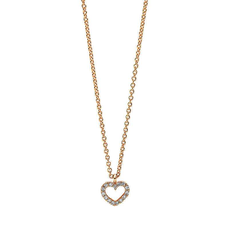 Necklace 18 kt RG heart, with eyelet