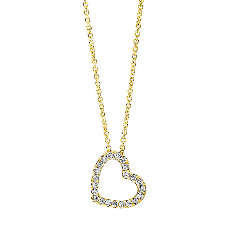 Necklace 18 kt gold heart, with ZÖ 40 cm