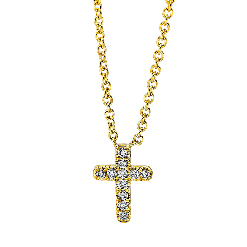 Collier 18 kt GG Kreuz, mit ZÖ 40 cm + 42.5 cm