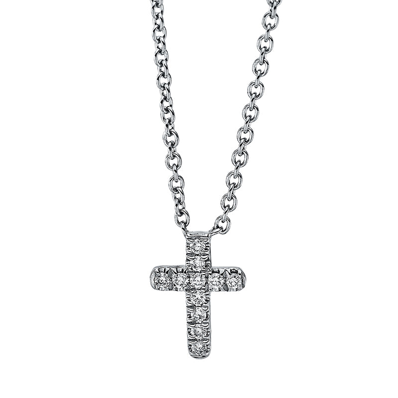 Collier 18 kt WG Kreuz, mit ZÖ 40 cm + 42,5 cm