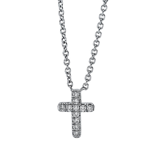 Necklace 18 kt WG cross, with ZÖ 40 cm + 42.5 cm