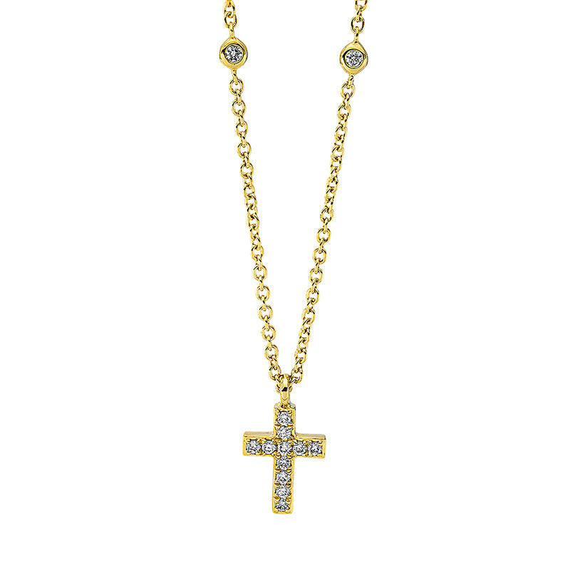 Collier 18 kt GG Kreuz, mit ZÖ 40 cm + 42.5 cm