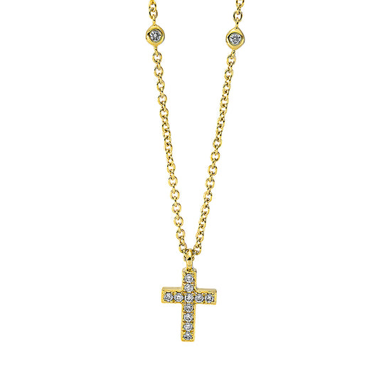 Necklace 18 kt GG cross, with ZÖ 40 cm + 42.5 cm