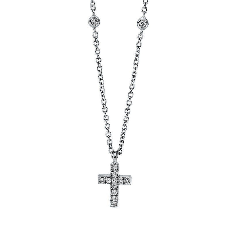 Necklace 18 kt WG cross, with ZÖ 40 cm + 43 cm