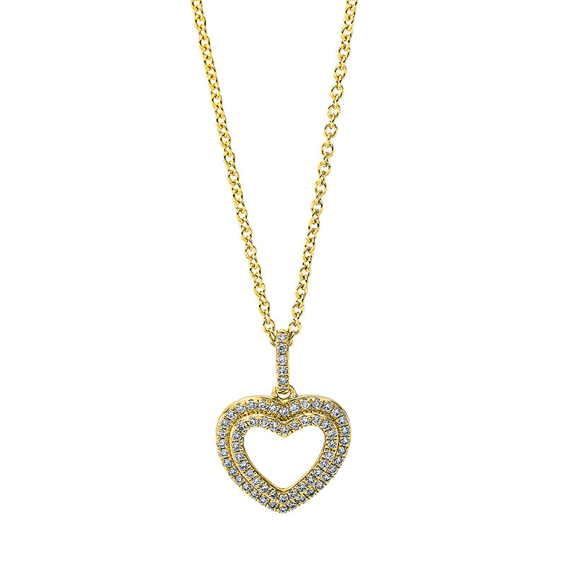 Necklace 18 kt gold heart, with ZÖ 40 cm + 42.5 cm