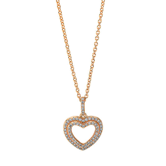 Necklace 18 kt RG heart, with ZÖ 40 cm + 42.5 cm