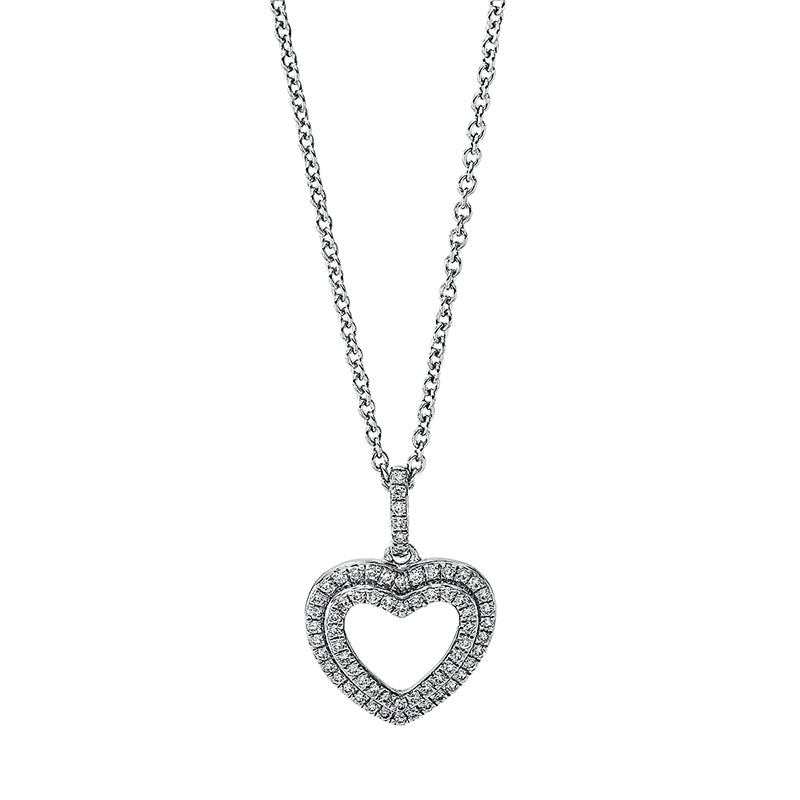 Necklace 18 kt WG heart, with CÖ 40 cm + 42.5 cm