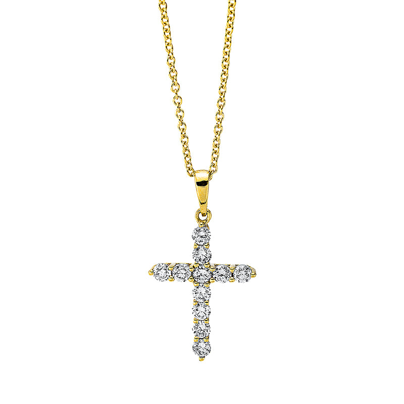 Collier 18 kt GG Kreuz, mit ZÖ 40 cm + 42.5 cm