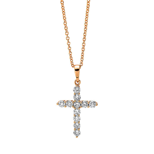 Collier 18 kt RG Kreuz, mit ZÖ 40 cm + 42.5 cm