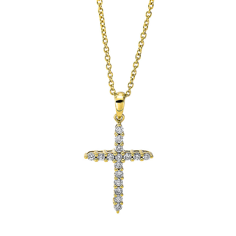 Collier 18 kt GG Kreuz, mit ZÖ 40 cm + 42.5 cm