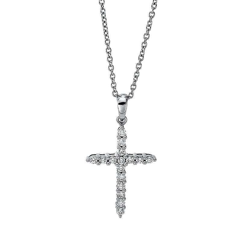 Collier 18 kt WG Kreuz, mit ZÖ 40 cm + 42.5 cm