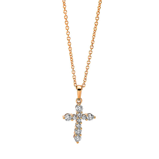 Collier 18 kt RG Kreuz, mit ZÖ 40 cm + 42.5 cm