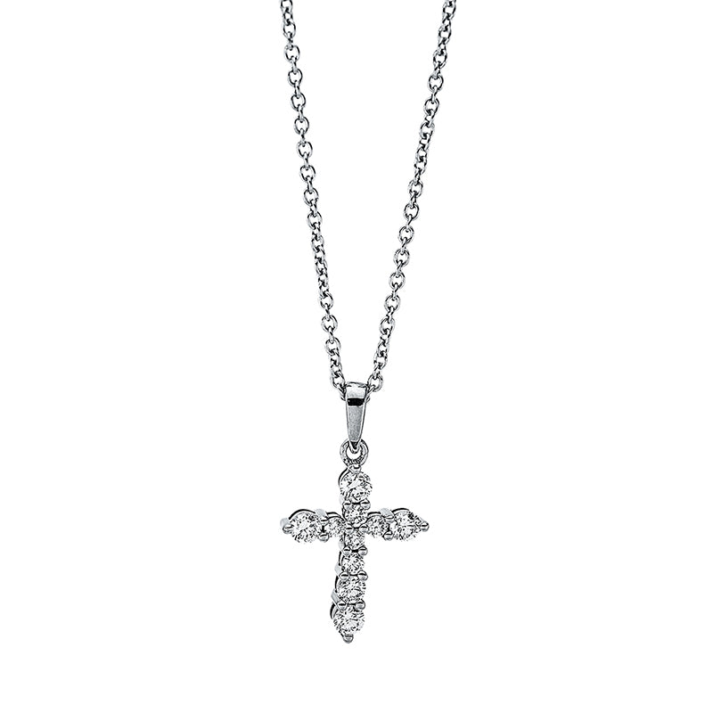 Collier 18 kt WG Kreuz, mit ZÖ 40 cm + 42.5 cm