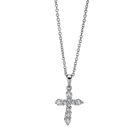 Collier 18 kt WG Kreuz, mit ZÖ 40 cm + 42.5 cm