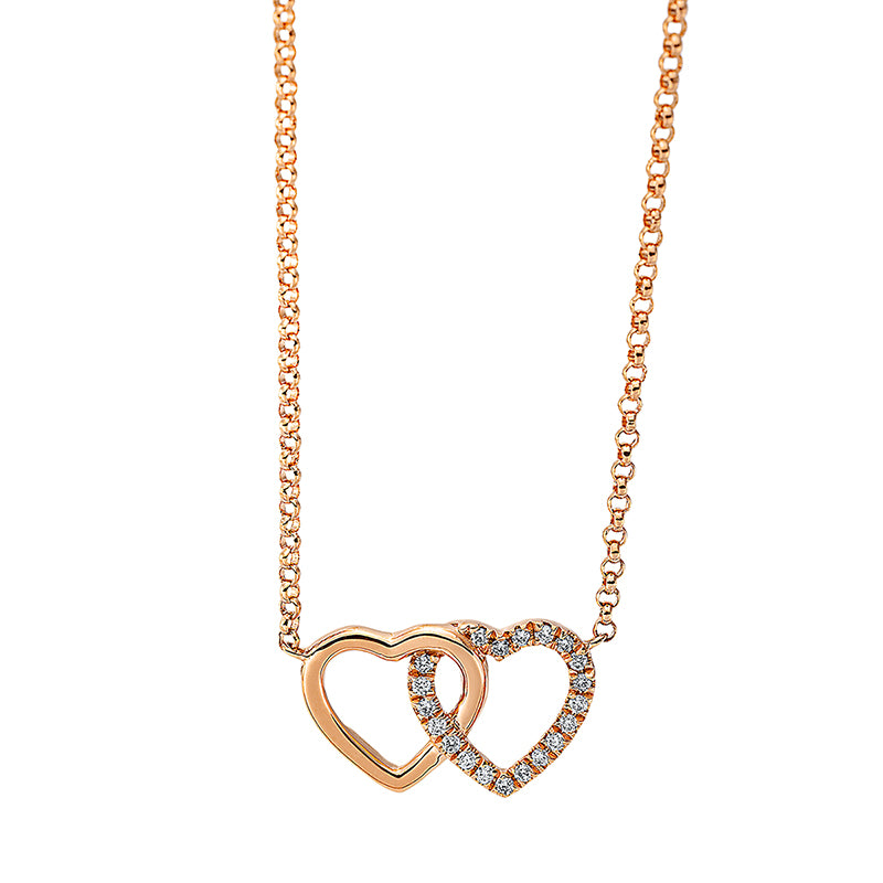 Necklace 18 kt RG heart, with ZÖ 40 cm + 42.5 cm