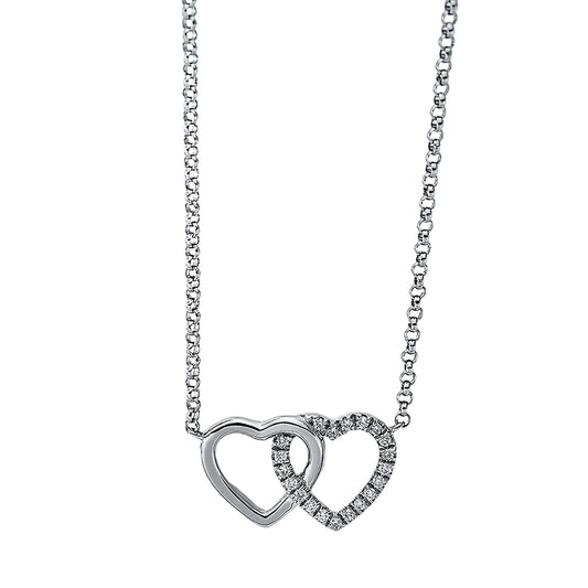 Necklace 18 kt WG heart, with CÖ 40 cm + 42.5 cm