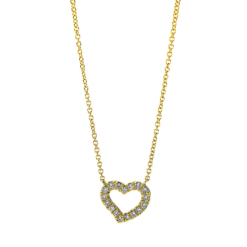 Necklace 18 kt gold heart, with ZÖ 40 cm + 42.5 cm