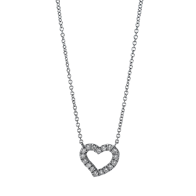 Necklace 18 kt WG heart, with CÖ 40 cm + 42.5 cm