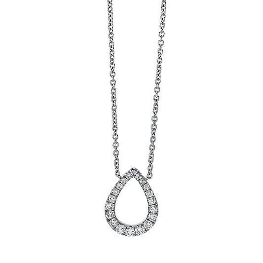 Necklace 18 kt white gold teardrop, with ZÖ 40 cm + 42.5 cm