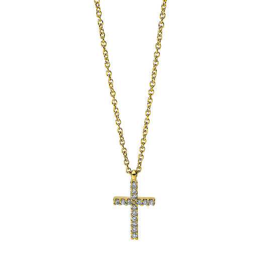 Collier 18 kt GG Kreuz, mit ZÖ 42 cm