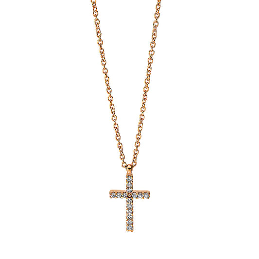 Collier 18 kt RG Kreuz, mit ZÖ 42 cm