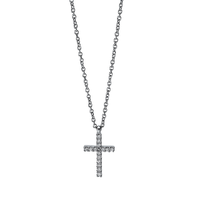 Collier 18 kt WG Kreuz, mit ZÖ 42 cm