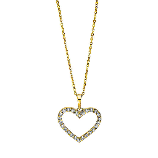 Necklace 18 kt gold heart, with ZÖ 42 cm