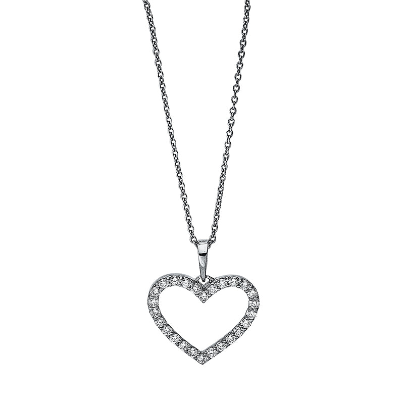 Necklace 18 kt WG heart, with ZÖ 42 cm