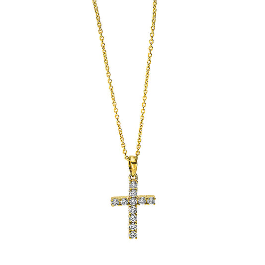 Necklace 18 kt GG cross, with ZÖ 42 cm