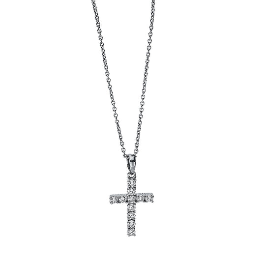 Collier 18 kt WG Kreuz, mit ZÖ 42 cm