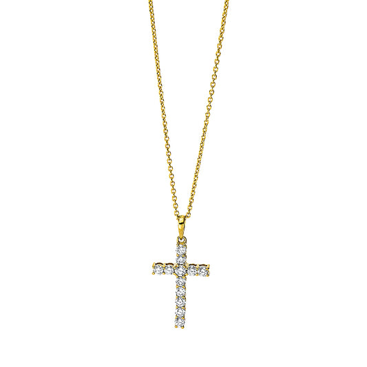 Collier 18 kt GG Kreuz, mit ZÖ 42 cm