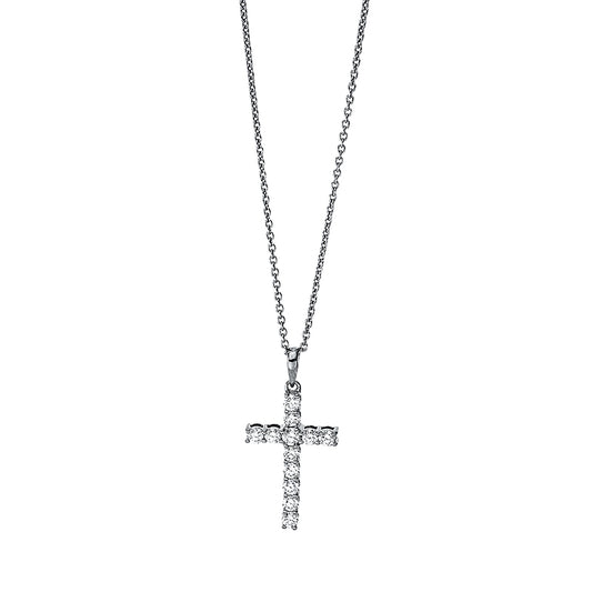 Collier 18 kt WG Kreuz, mit ZÖ 42 cm