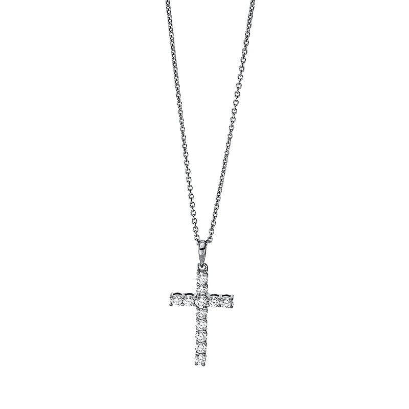 Collier 18 kt WG Kreuz, mit ZÖ 42 cm