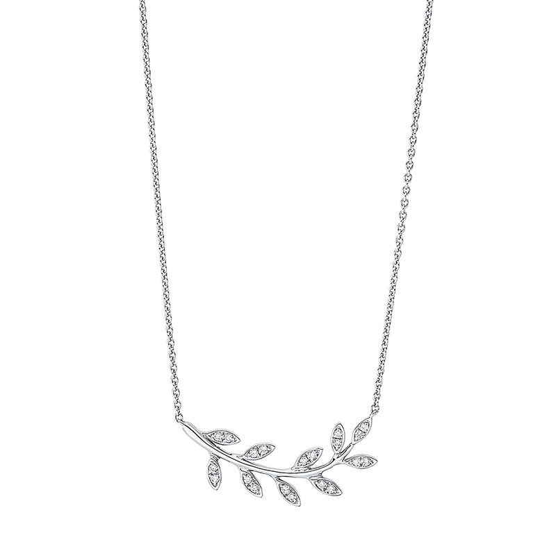 Necklace 18 kt white gold leaf