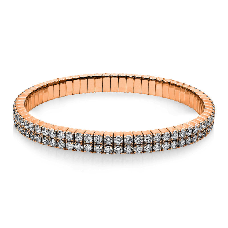 Bracelet with 4 prongs, 18 kt rose gold, flexible band, variable